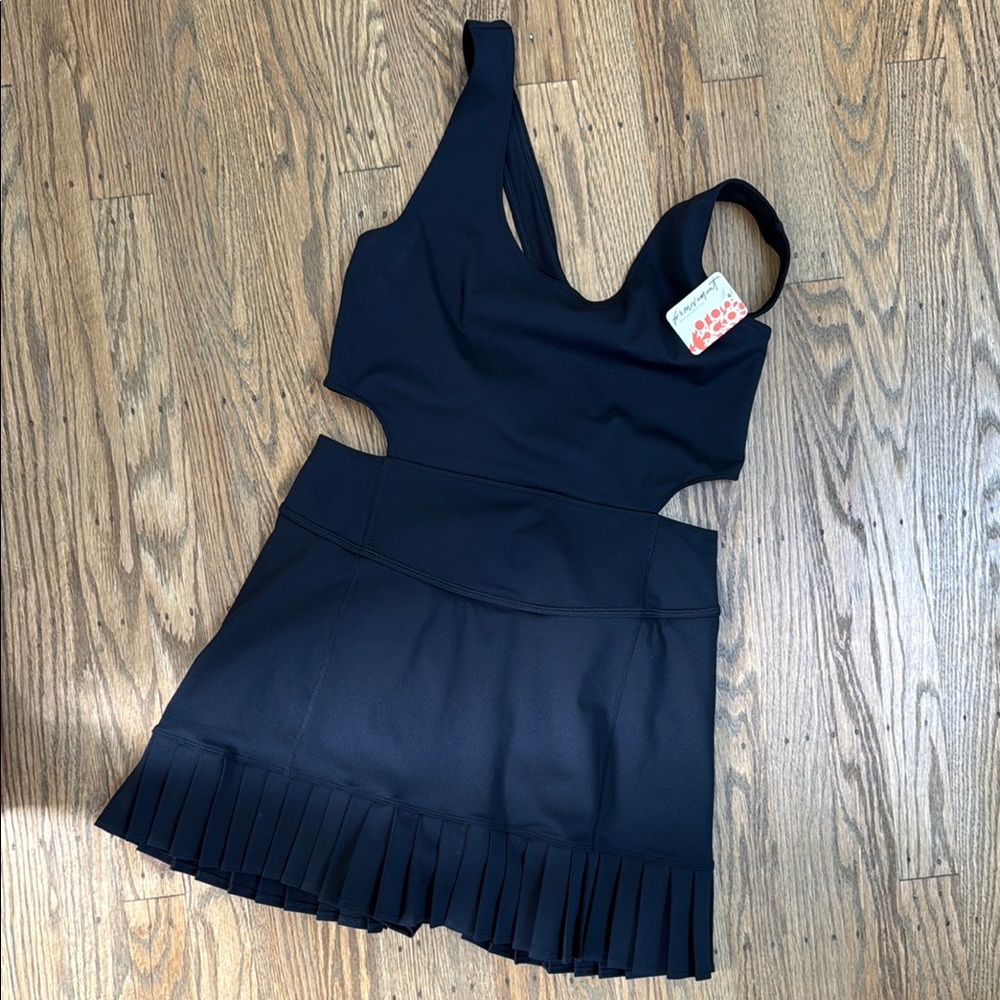 Free People Black Jumpsuit with Pleated Skirt